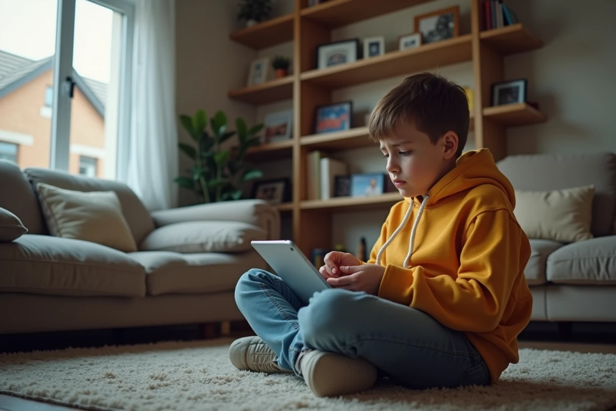 Adolescent en hoodie essayant de se connecter en ligne