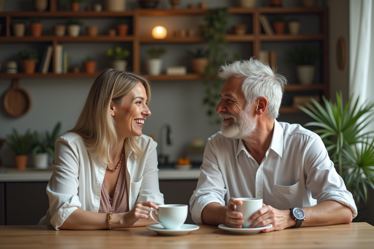 Deux amis rient autour d