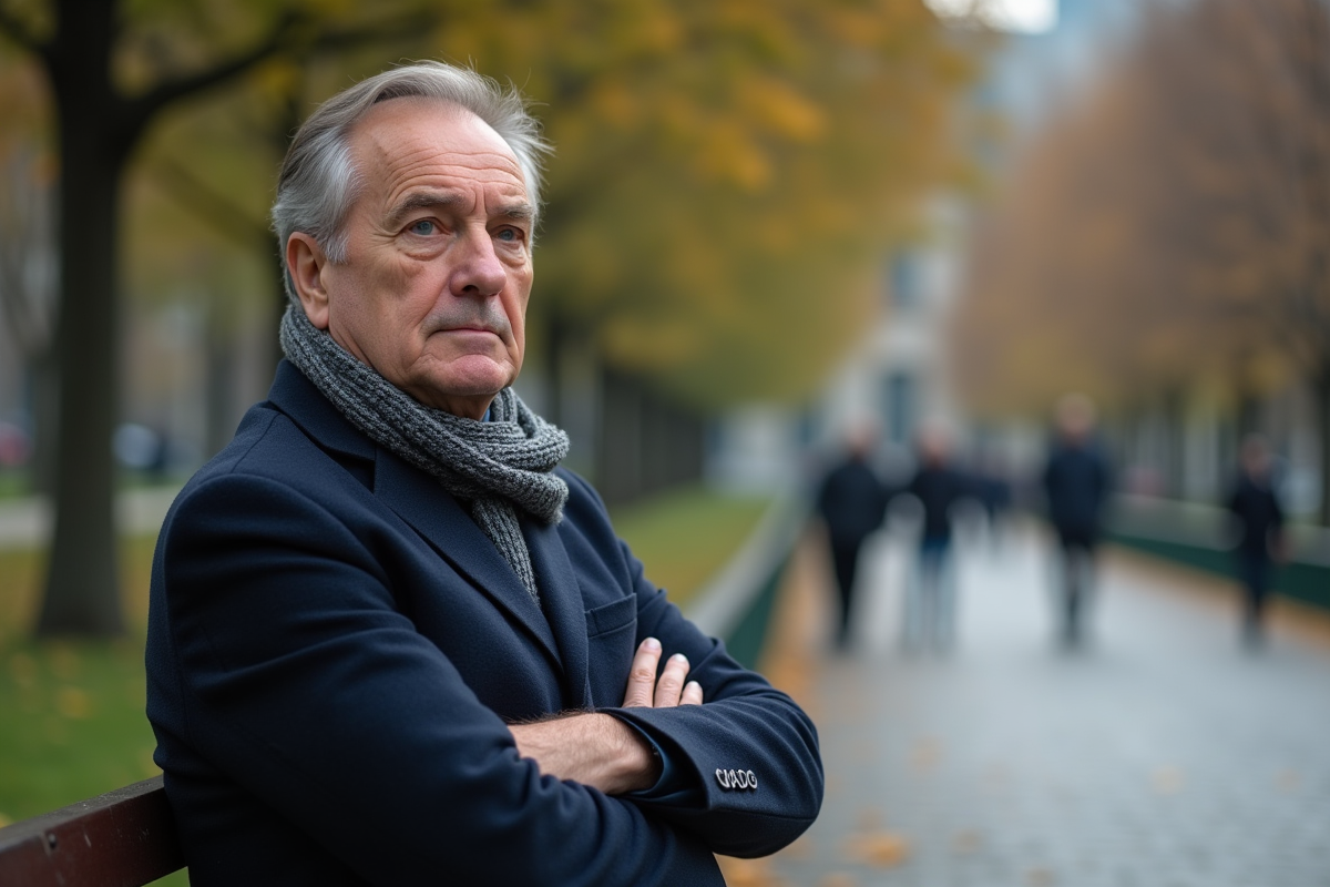 Homme d age moyen dans un parc urbain calme